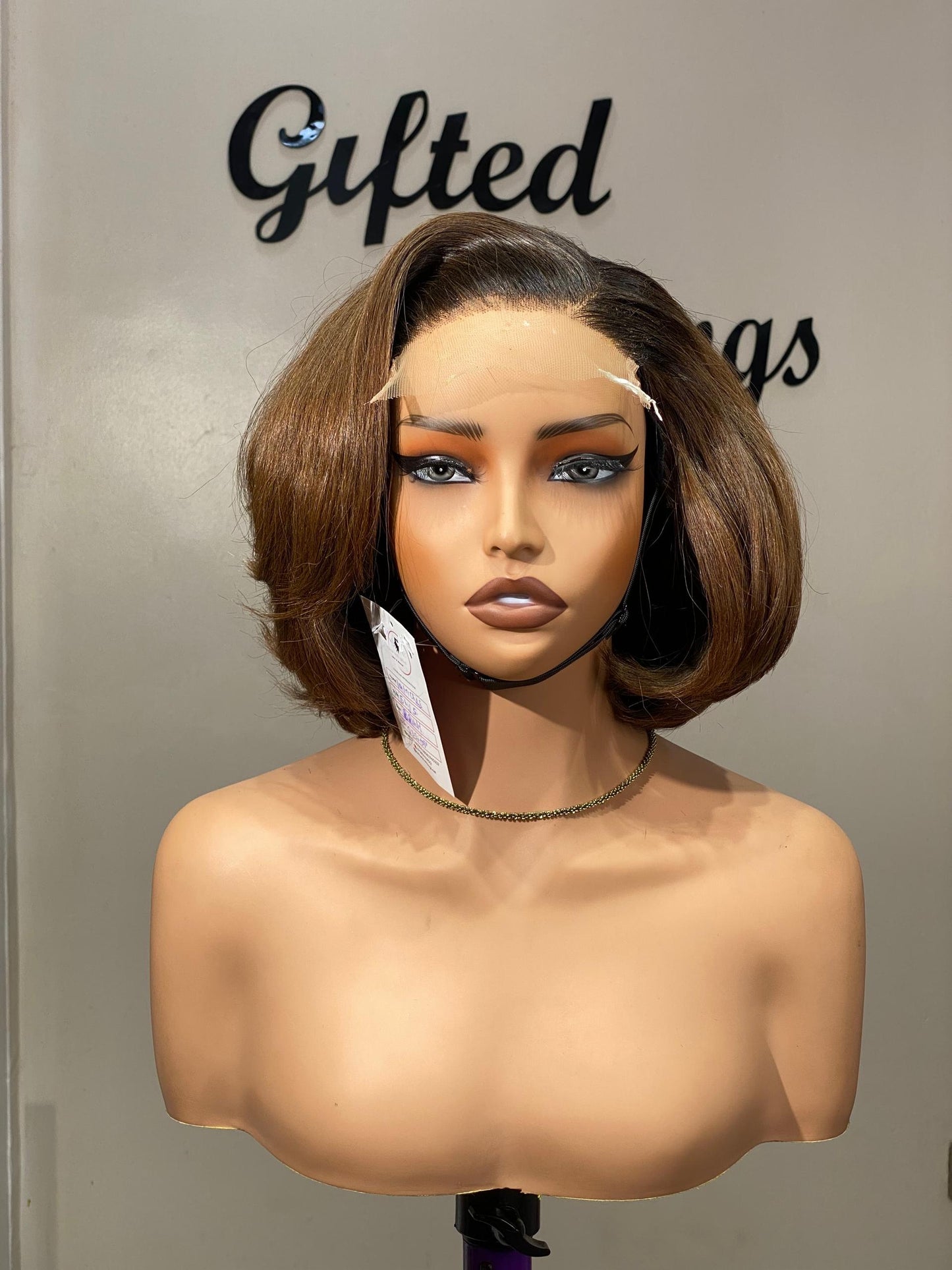 10 INCHES 5 BY 5 HD LACE SINGLE DONOR LAYERED BONE STRAIGHT WIG