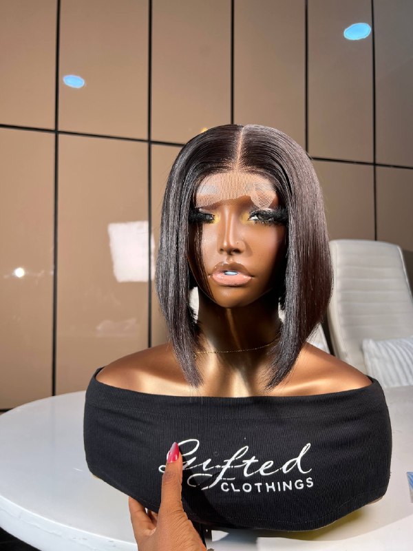 8 INCHES 2 BY 6 SINGLE DONOR BONE STRAIGHT BOB WIG (011-GG AVAILABLE)