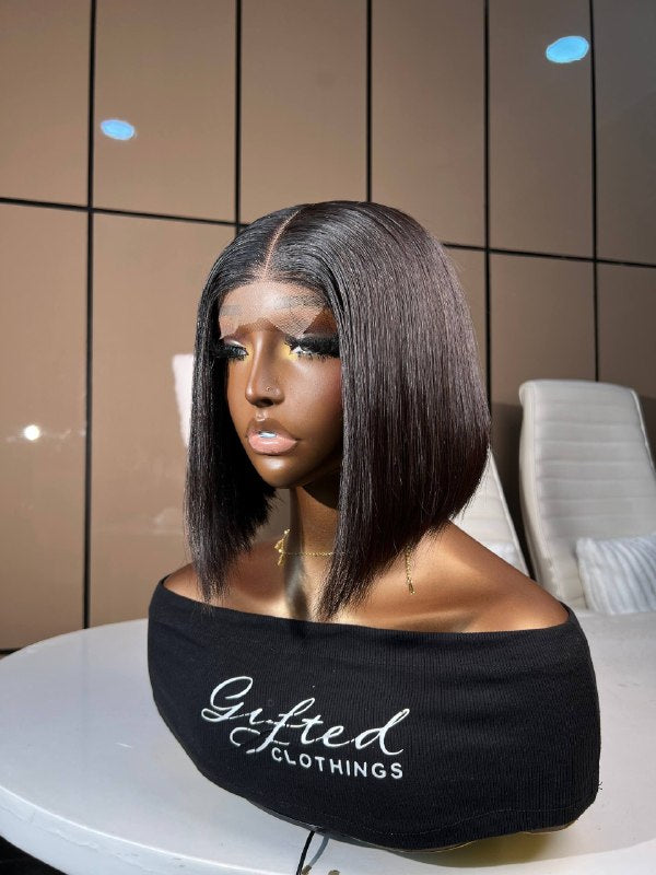 8 INCHES 2 BY 6 SINGLE DONOR BONE STRAIGHT BOB WIG (011-GG AVAILABLE)
