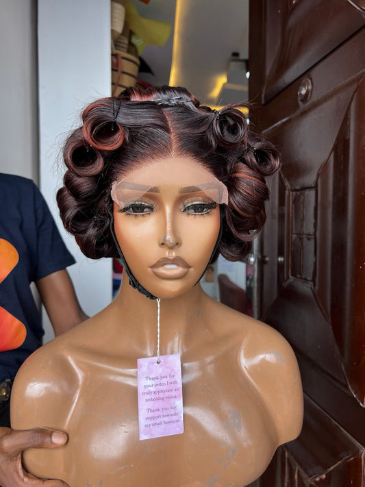 24 INCHES 5 BY 5 CLOSURE MULTIPLE DONOR WAVY WIG(128-GG AVAILABLE)