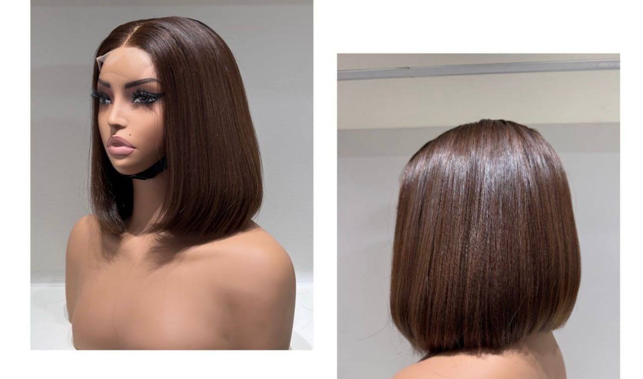 8 INCHES 2 BY 6 SINGLE DONOR BONE STRAIGHT BOB WIG(134-GG  PREORDER )
