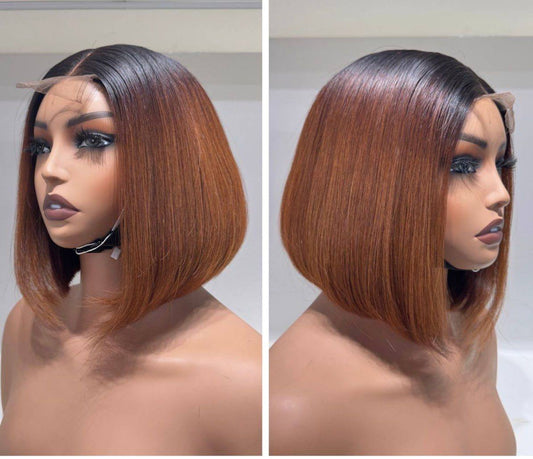 8 INCHES 2 BY 6 SINGLE DONOR BONE STRAIGHT BOB WIG(134-GG  PREORDER )