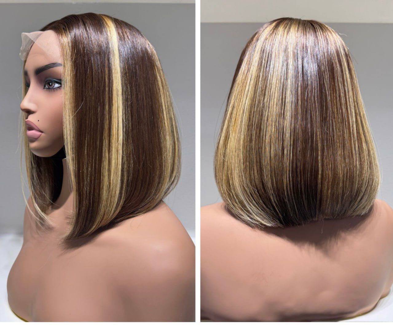 10 INCHES 5 BY 5 HD LACE SINGLE DONOR BONE STRAIGHT BOB WIG(128-HD  PREORDER )