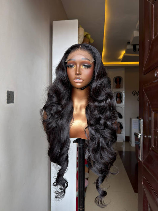 32 INCHES 5 BY 5 CLOSURE MULTIPLE DONOR BOUNCY WIG(153-GG AVAILABLE )