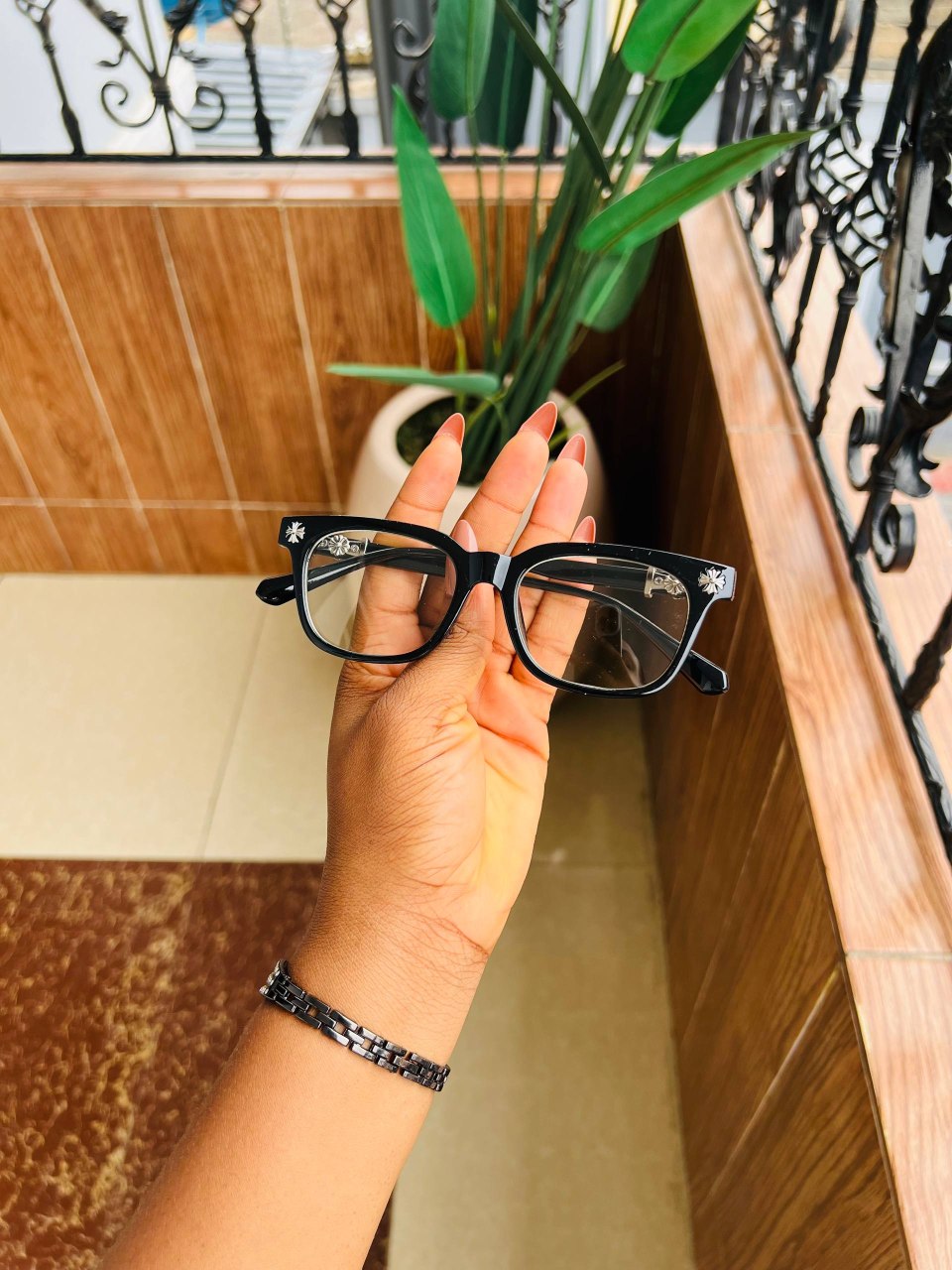 GLASSES 955(CLEAR LENS, BLUE LIGHTING BLOCKING LENS, PRESCRIPTION FRAMES,FASHION CHROME HEART GLASSES )