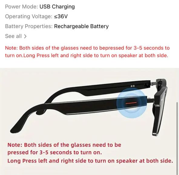 SMART GLASSES(MUSIC+CALLS+BLUE LIGHT FILTERING AND POLARIZED GLASS LENS)