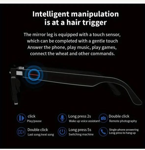 SMART GLASSES(MUSIC+CALLS+BLUE LIGHT FILTERING AND POLARIZED GLASS LENS)