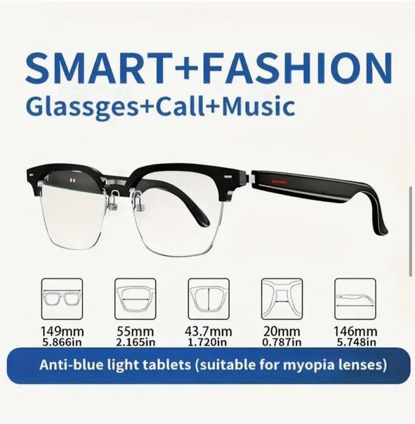 SMART GLASSES(MUSIC+CALLS+BLUE LIGHT FILTERING AND POLARIZED GLASS LENS)