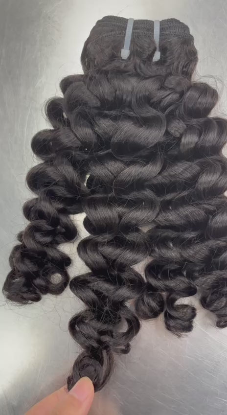 CHINA SINGLE DONOR  CURLY  SUPER DOUBLE DRAWN BUNDLES